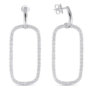 10k White Gold Moissanite Hoop Earrings 2.8ctw