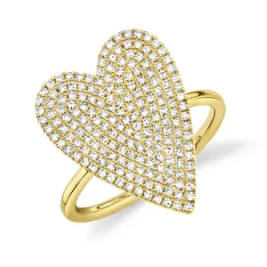 14K YELLOW GOLD 0.56CT DIAMOND PAVE HEART RING