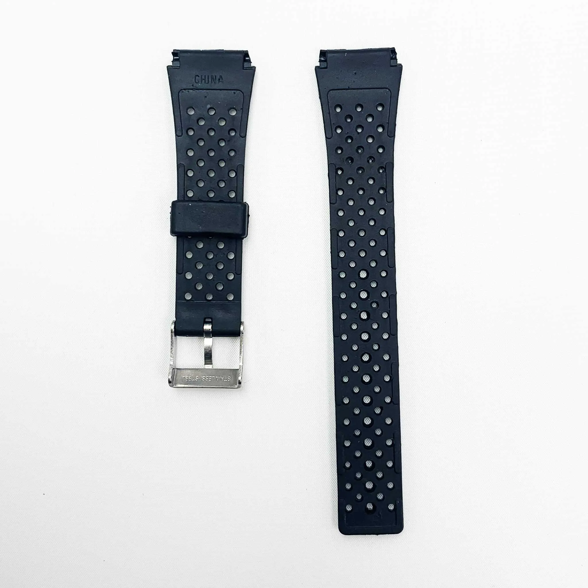 18MM PVC Plastic Watch Band Black Smart Design for Casio Timex Seiko Citizen Iron Man Watches