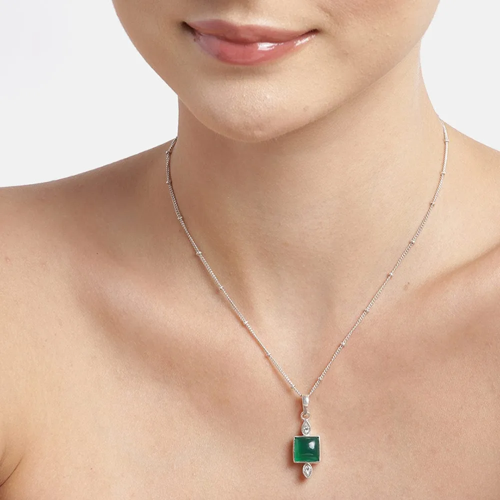 92.5 Silver Serene Green Onyx Necklace