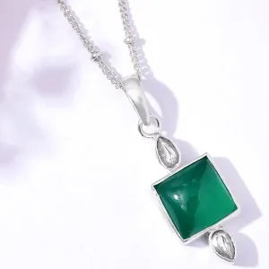 92.5 Silver Serene Green Onyx Necklace