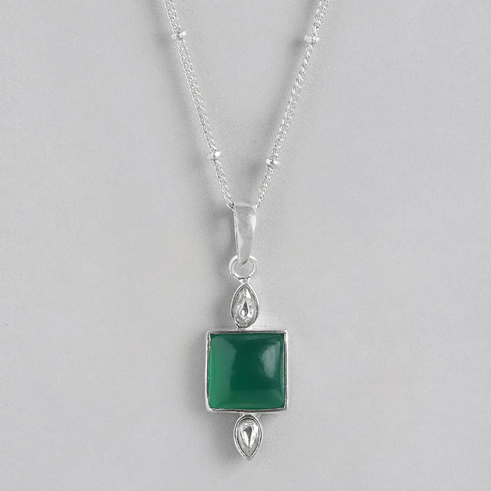 92.5 Silver Serene Green Onyx Necklace