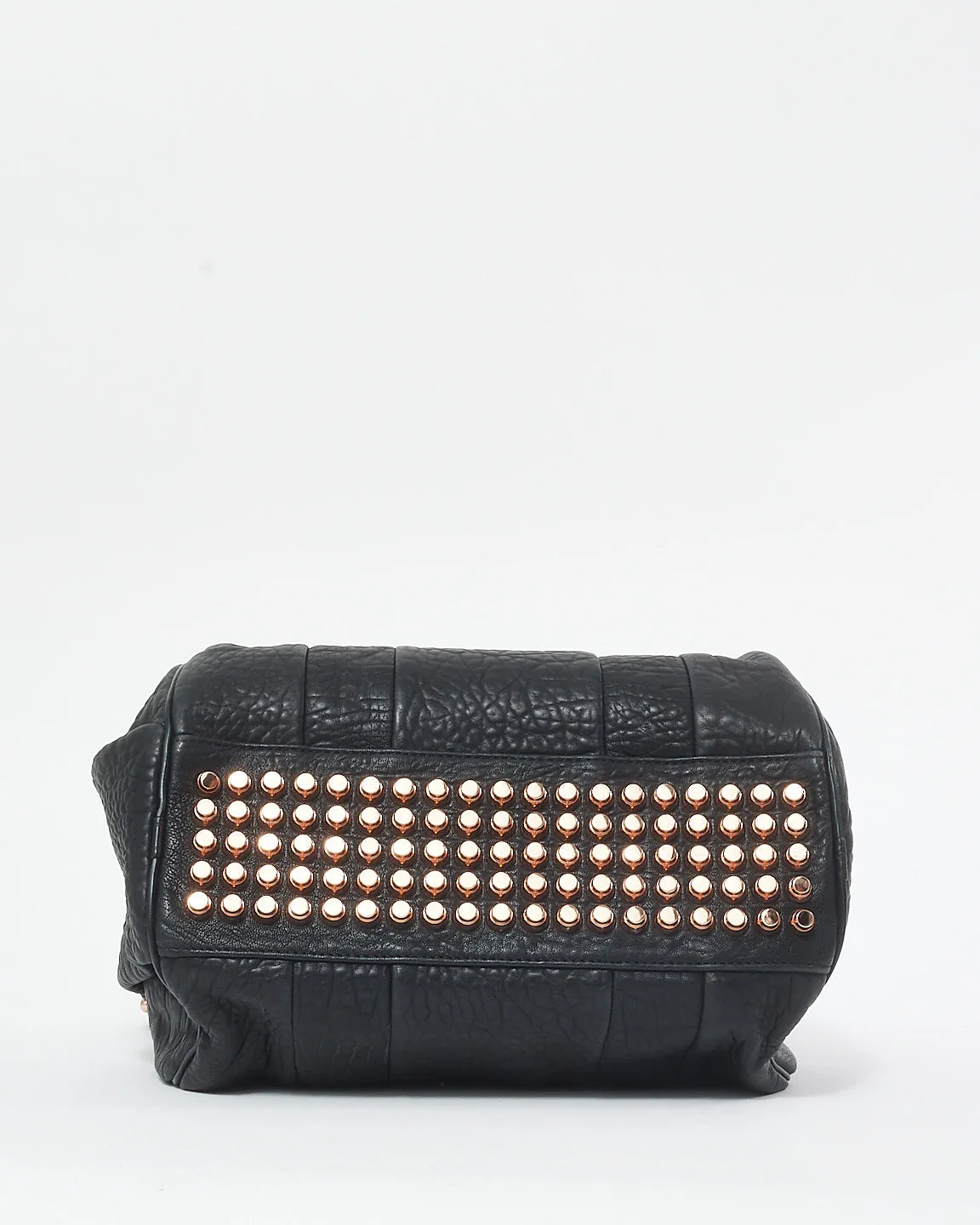 Alexander Wang Black Pebble Lambskin & Rose Gold Studded Rocco Bag