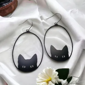 Black Cat Earrings - Cat Jewelry, Handmade Earrings, Handmade Jewelry, Animal Earrings, Black Cat, Animal Jewelry, Silhouette Earrings