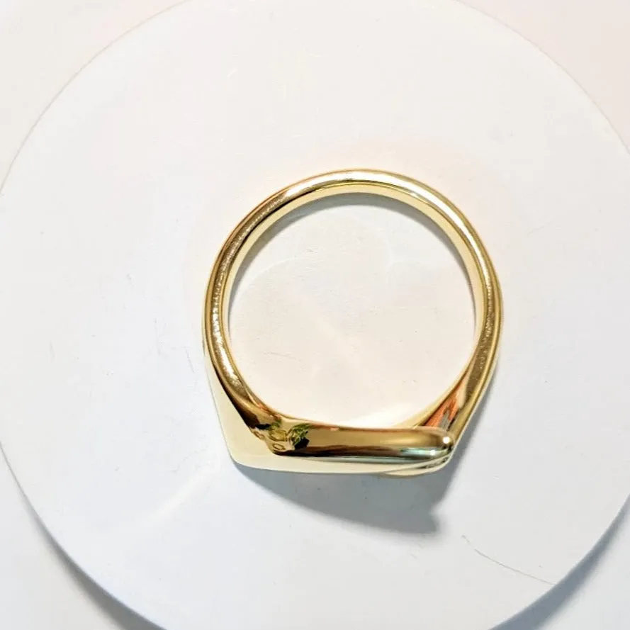 BOLD SERIES - Contemporary 2 Pointed Cornered Ovals 18K Gold Plated Adjustable Finger Ring