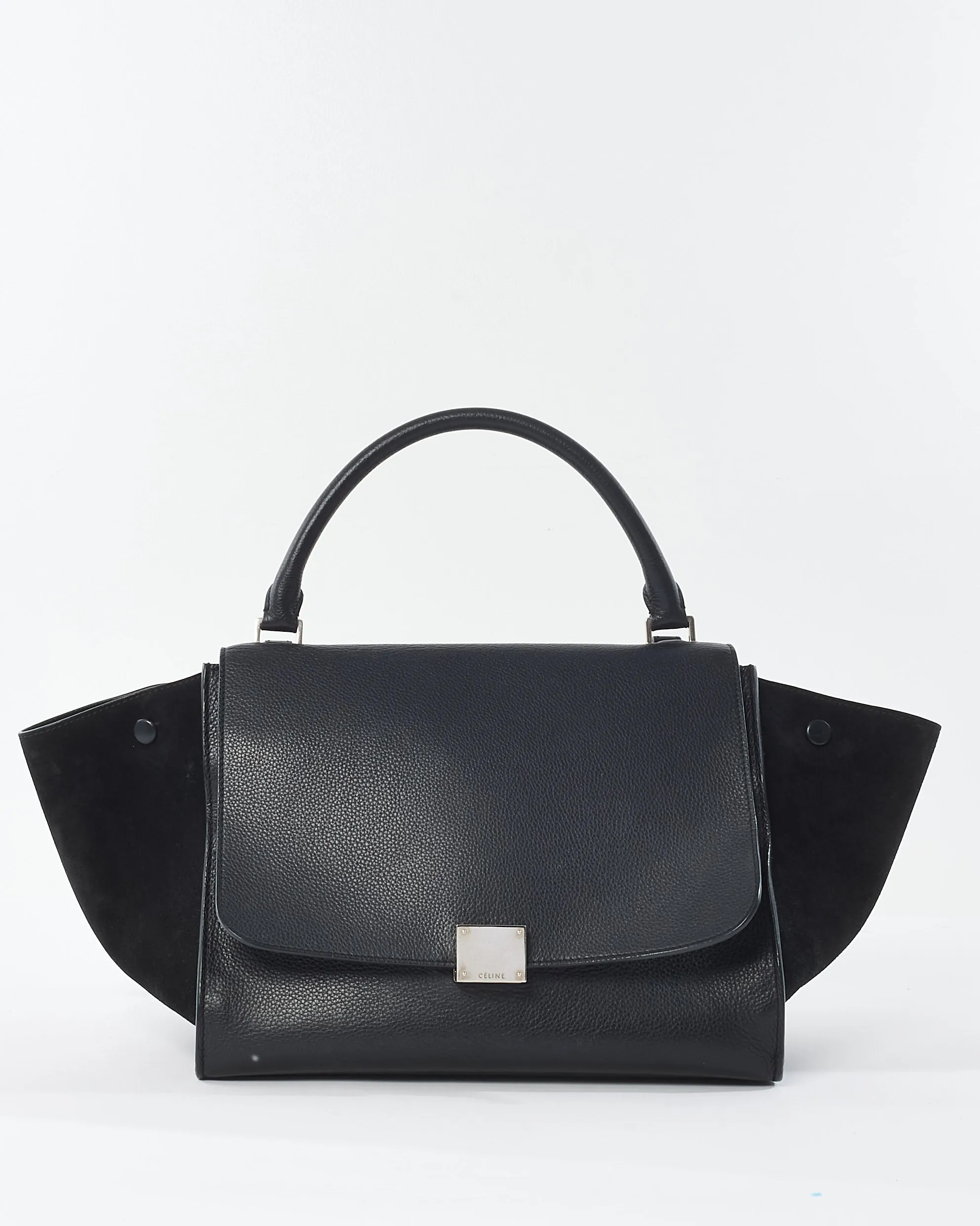 Celine Black Leather & Suede Trapeze Bag