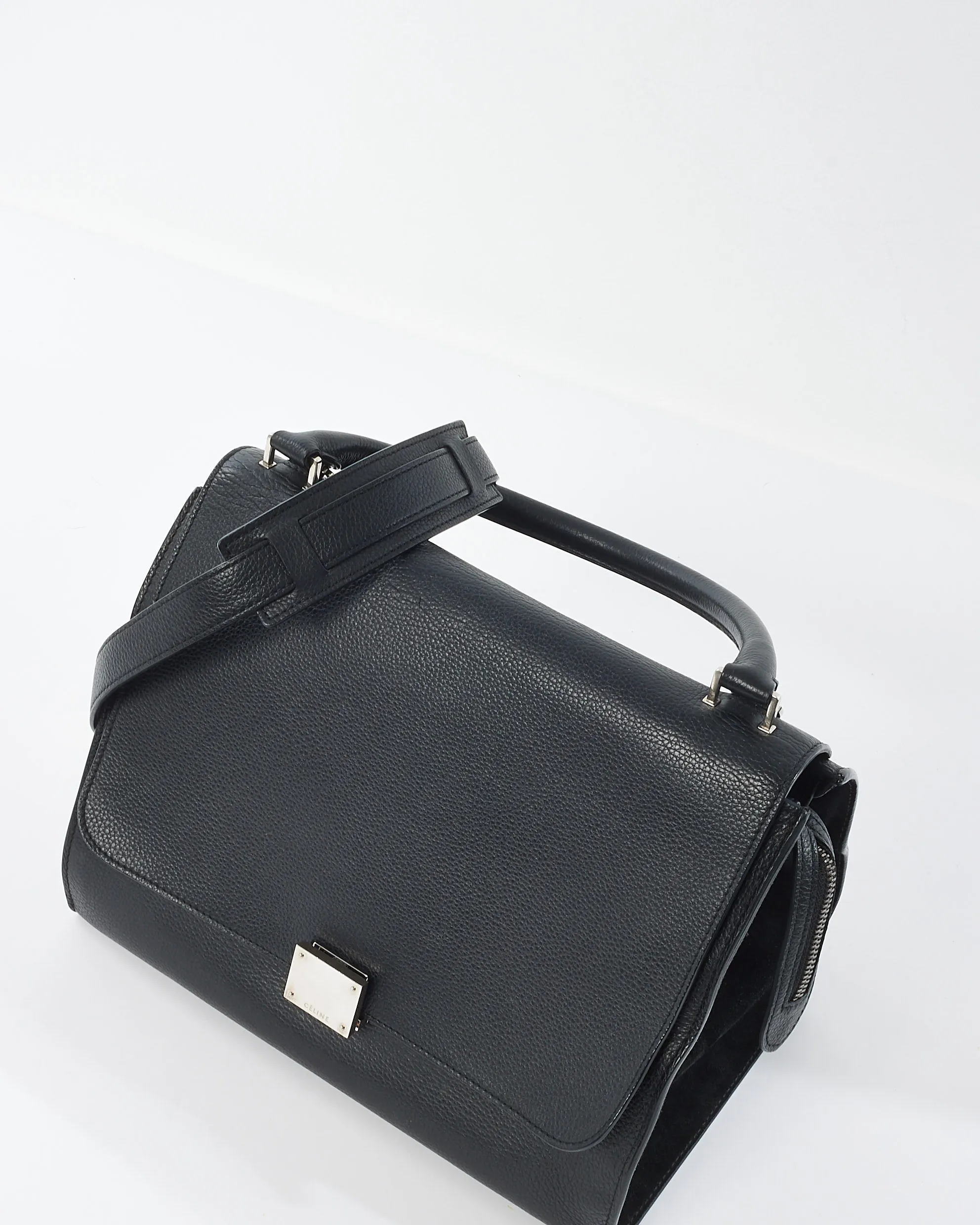 Celine Black Leather & Suede Trapeze Bag