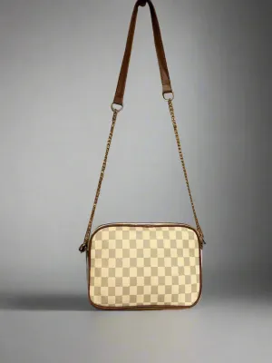 Checkered Crossbody Bag “Brown-Beige