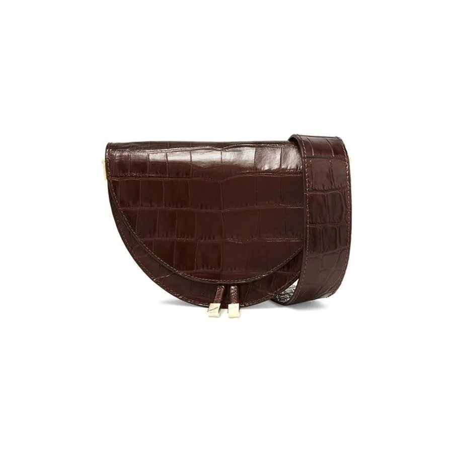 Chic CrocSaddle Vintage Leather Shoulder Bag