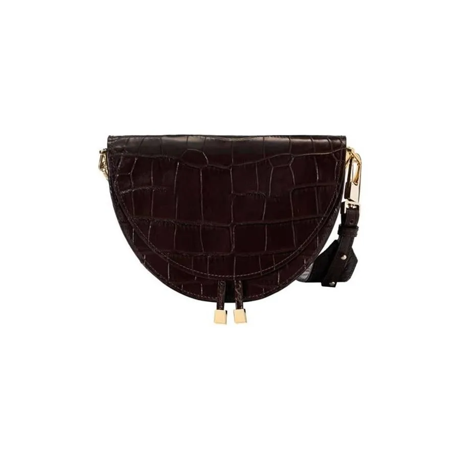 Chic CrocSaddle Vintage Leather Shoulder Bag