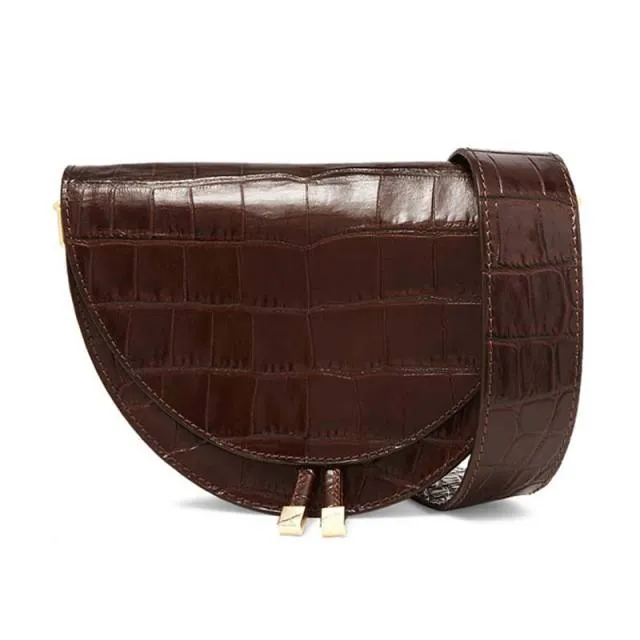 Chic CrocSaddle Vintage Leather Shoulder Bag