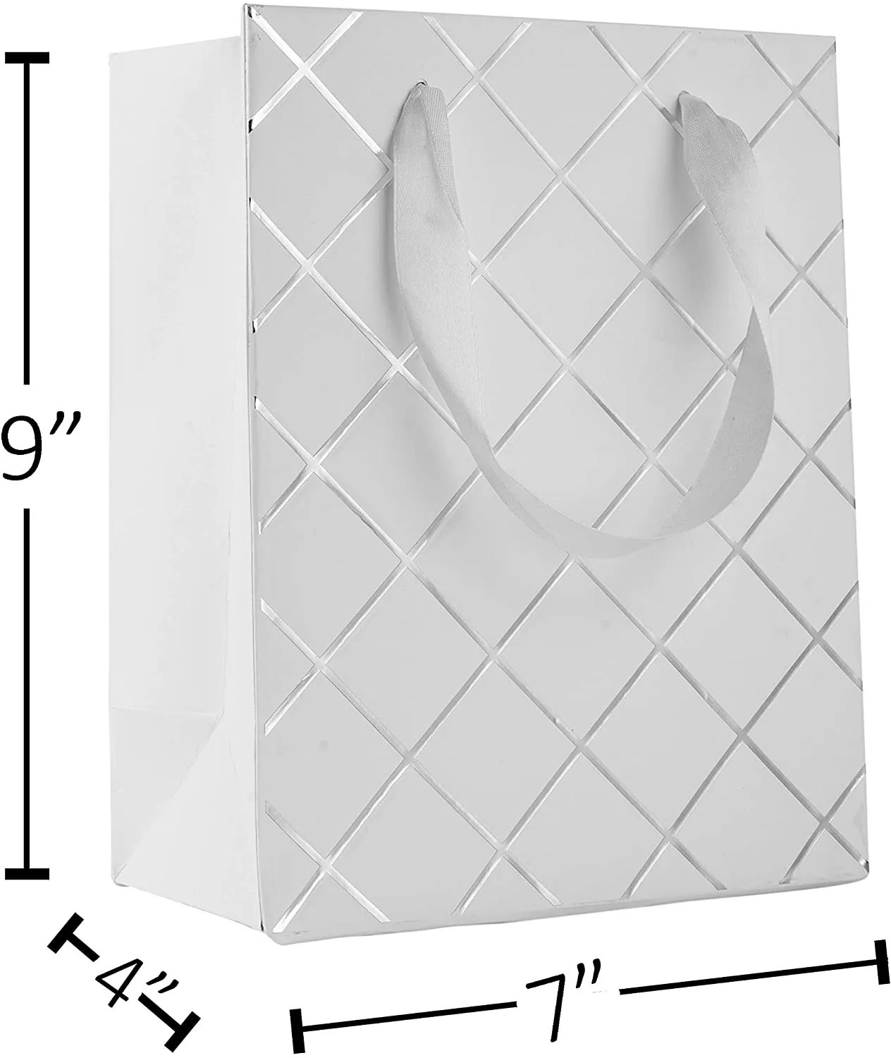 Diamond Gift Bags White 9"x 7"x 4" Set 24 Pack