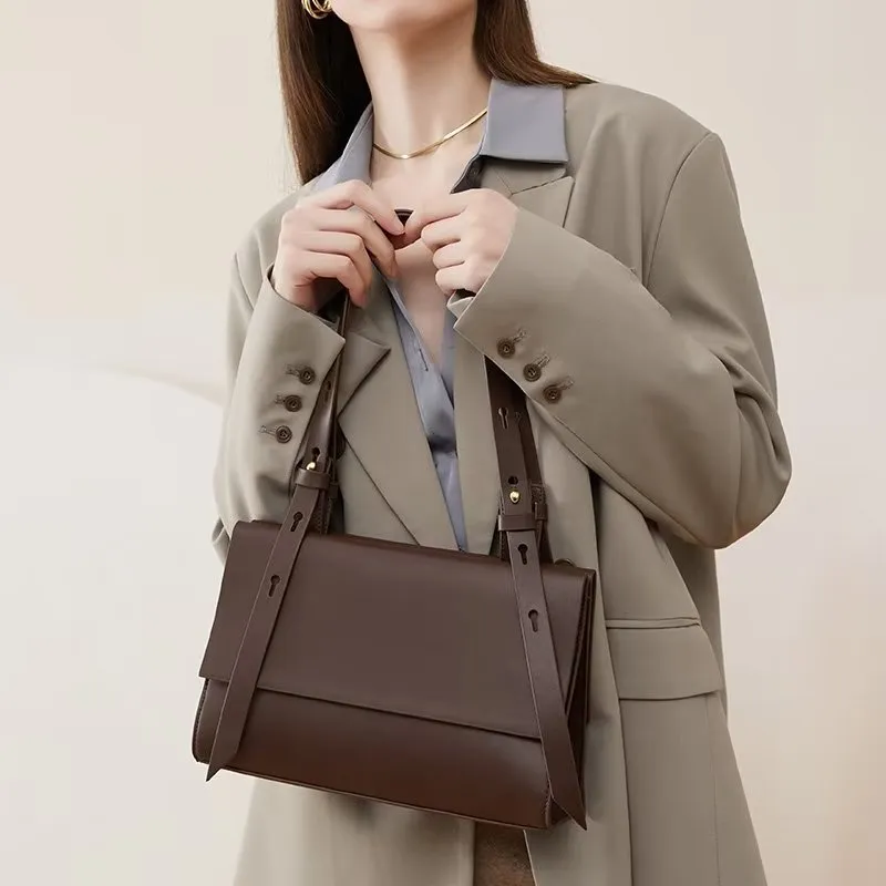 ElegantLux Leather Hasp Closure Shoulder Bag