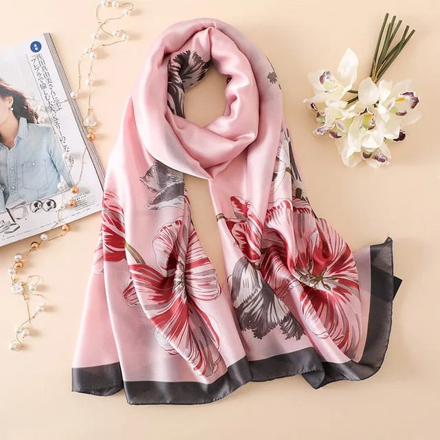 Fashion Silk Scarf Printed Bandana Shawl #FS-75