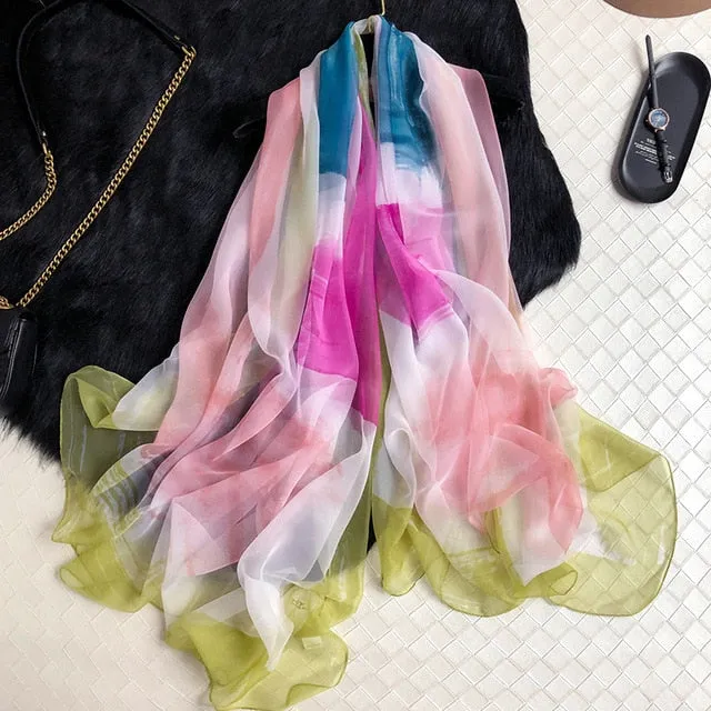 Fashion Silk Scarf Printed Bandana Shawl #LS-1