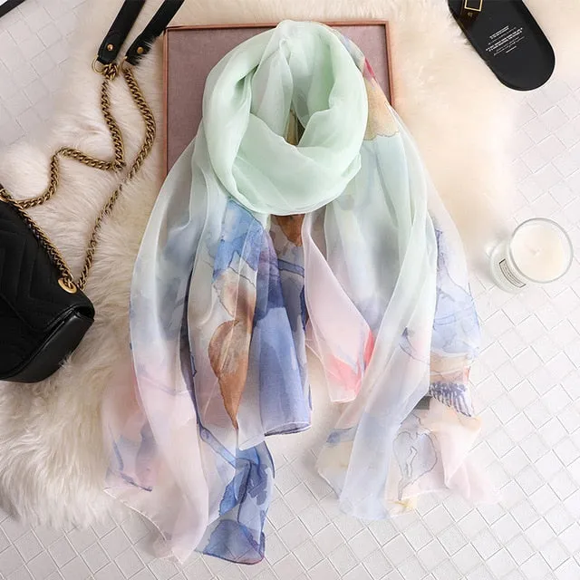 Fashion Silk Scarf Printed Bandana Shawl #LS-1