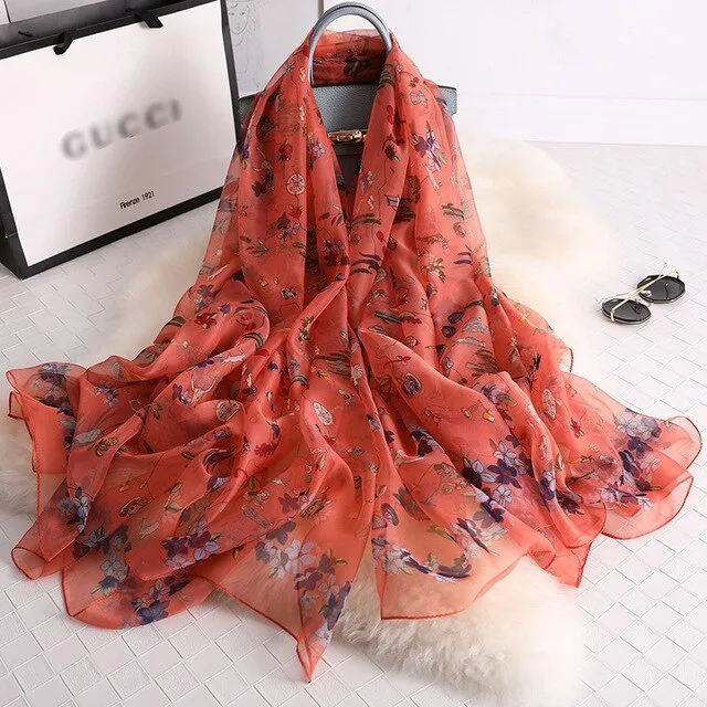 Fashion Silk Scarf Printed Bandana Shawl #LS-1