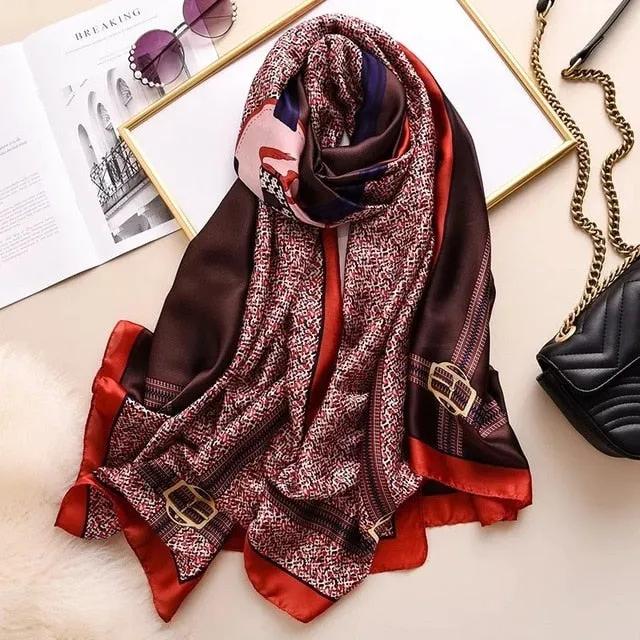 Fashion Silk Scarf Printed Bandana Shawl #LZ241