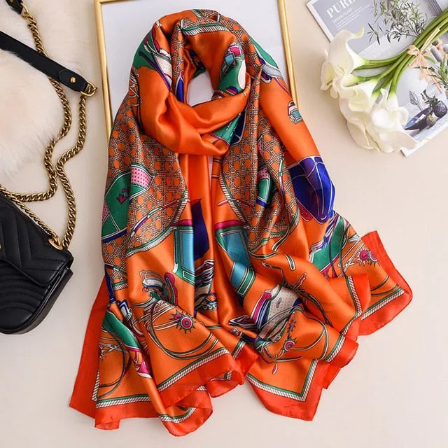 Fashion Silk Scarf Printed Bandana Shawl #LZ241