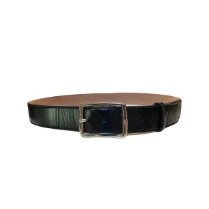 Fendi Silver Buckle Smooth Black Calf Leather Belt 100