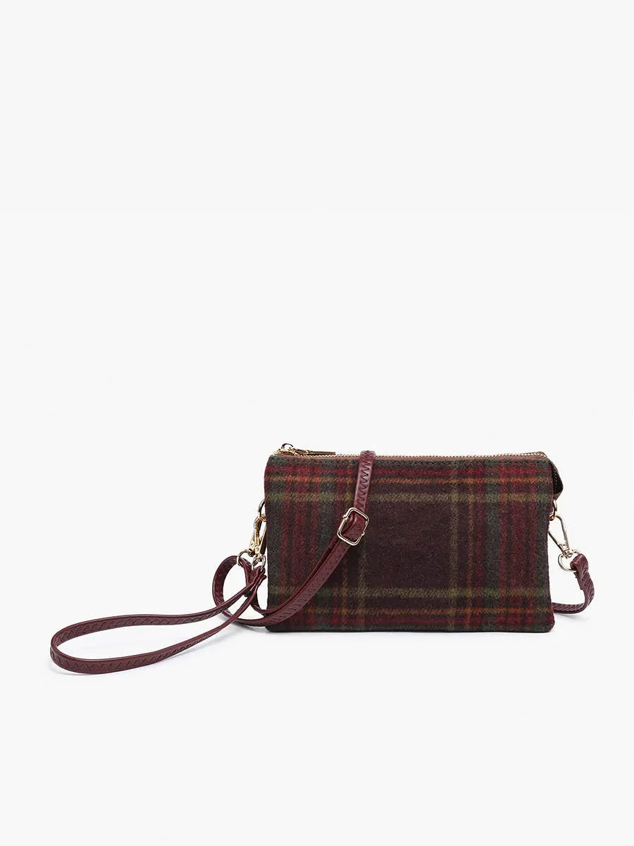 Gray/Black Riley Plaid 3 Compartment Crossbody/Wristlet