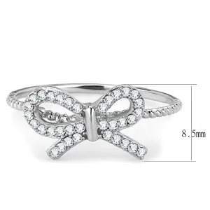 High polished (no plating) Stainless Steel Ring with AAA Grade CZ in Clear for Women Style DA057