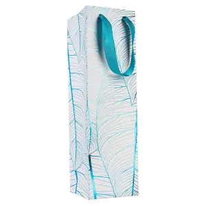 Leaf Design Blue Gift Bags 24 Pack Wine 14"x4"x4"