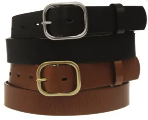 Leather Belt with Square Buckle