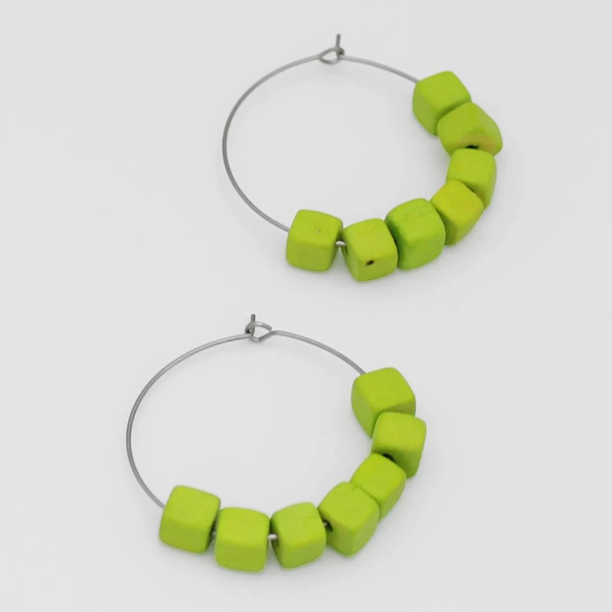 Lime Cubist Hoop Earring