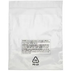 Lip & Tape Self Sealing Suffocation Warning Bags 6 x 6 x 1.5 mil