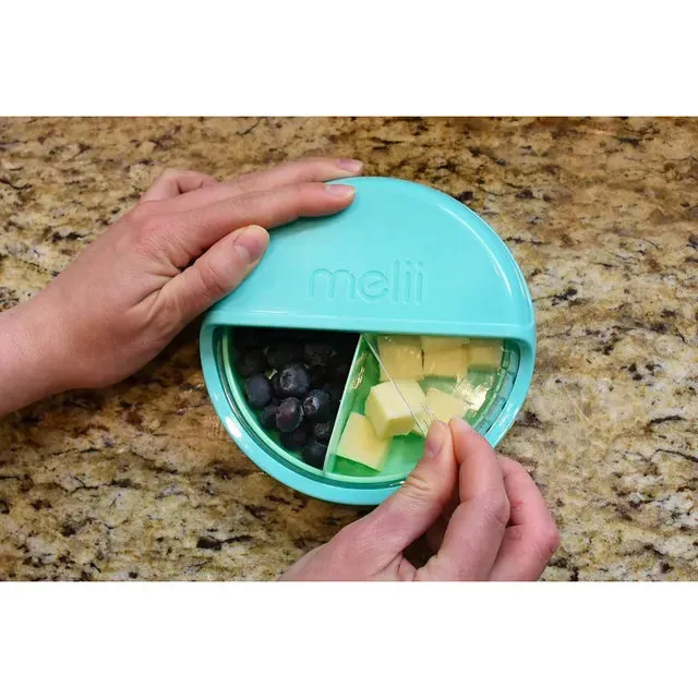 Melii Spin 3 Compartment Snack Container Turquoise