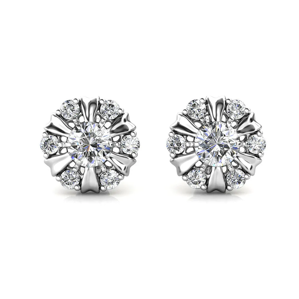 Millie 18k White Gold Plated Stud Earrings with Simulated Diamond Crystals