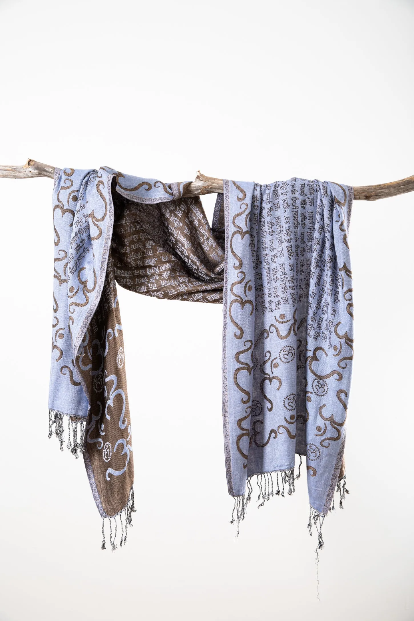 Ohm Patterned Reversible Fringe Shawl