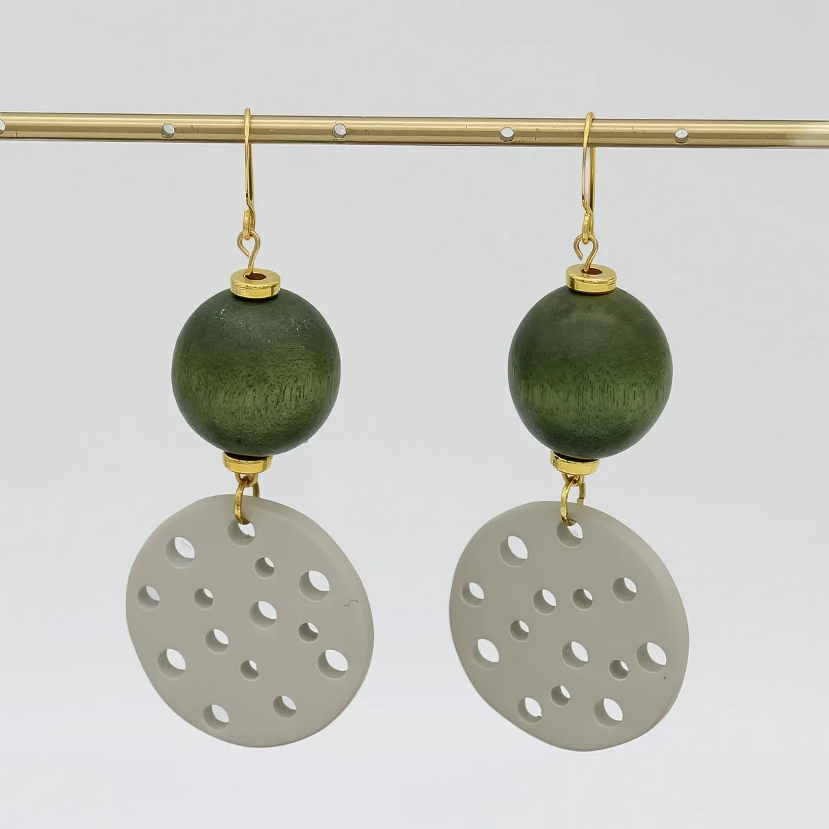 Olive Crater Dangle Earring