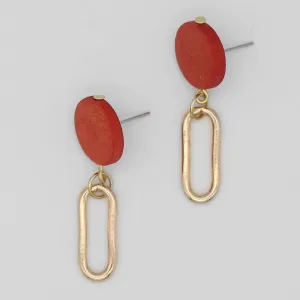 Orange Kolly Gold Link Dangle Earring