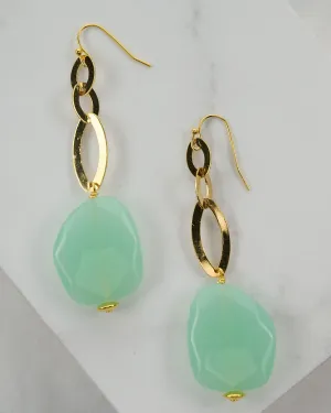 Raton Aqua Crystal and Brass Dangle Earrings