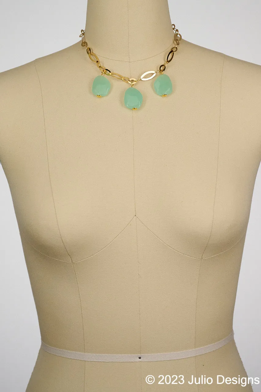 Raton Aqua Crystal Trio Short Statement Necklace