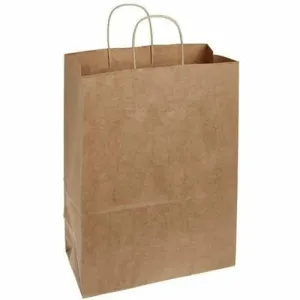 Recycled Natural Kraft Shopping Bags. - 10.00" x 6.70" x 14.00"