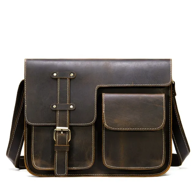 RetroLuxe Leather Cover Closure Messenger Bag