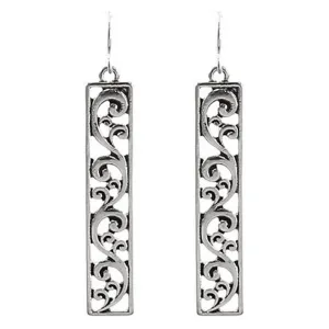 Silver Filigree Bar Earrings