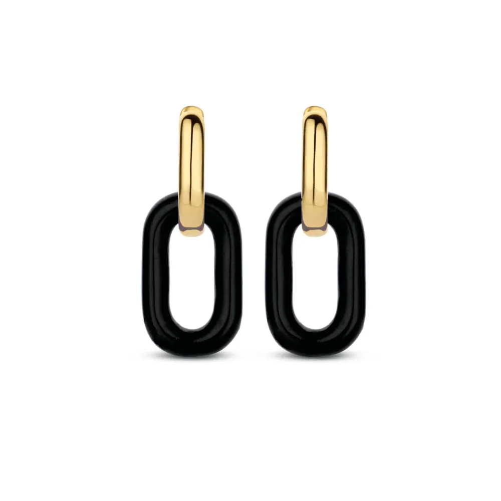 Ti Sento Pave Link Earrings with Free Pair of Black Links