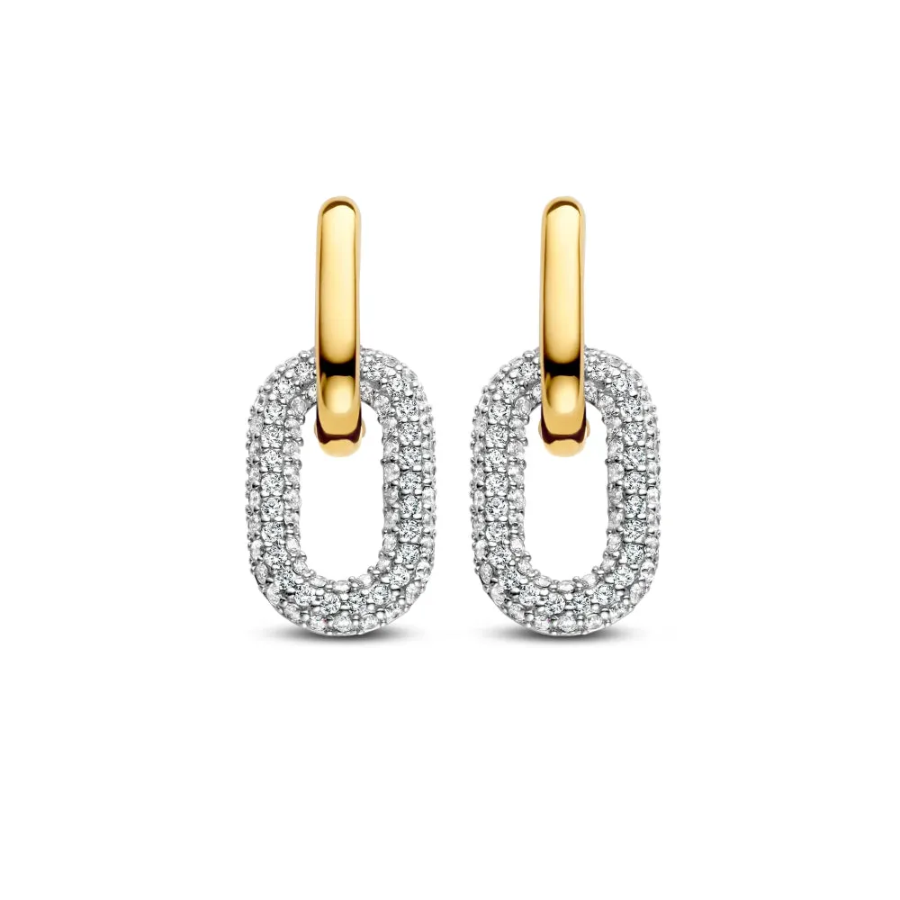 Ti Sento Pave Link Earrings with Free Pair of Black Links