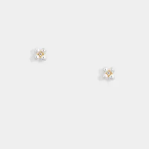 Tiny Floral Pearl Studs