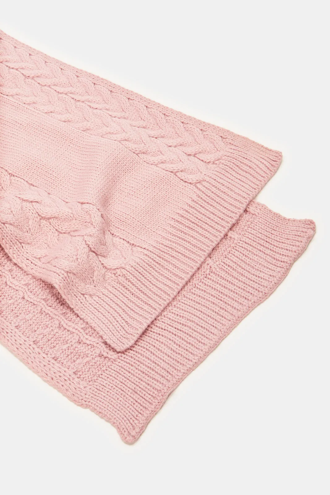 Women Pink Textured Embellished Scarf Set (2 Piece)