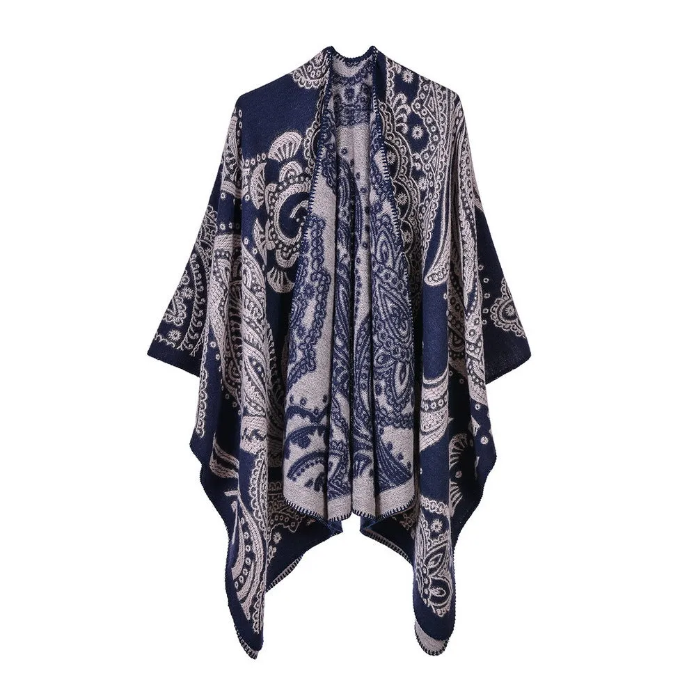 Women's large cashew nut color matching shawl cape